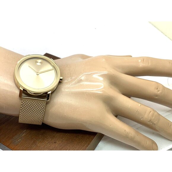 Movado Men's Watch 3600560 Bold Gold Dial Swiss Quartz Steel 40mm Mesh Band - Picture 5 of 14